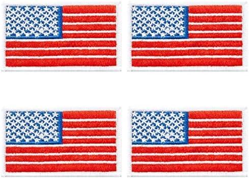 2 x 4Pcs USA American Flag Patches, Hook and Loop Embroidered Armband Flag Tactical Patches for Backpacks Hat Clothing Jackets.