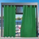 Easy-Going Outdoor Curtains Waterproof Windproof Weatherproof Curtain for Patio, Cabana, Porch, Pergola and Gazebo, Grommet Top and Tab Bottom Drape, 1panel, 54x84 inch, Green