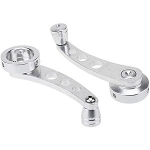 2Pcs Universal Car Window Handle Winder Riser Replacement Winder Crank Riser Window Handles Aluminum Alloy (Silver)