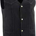 Milwaukee Leather DM1310 Men's Black Classic Denim Western Style Cowboy Biker Vest w/Snap Button Closure, M