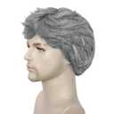 ANOGOL Mens Short Hair Wig Grey Mens Wig Short Gray Wigs Handsome Male Wigs Daily Shaggy Costume Men Pelucas Para Hombres Synthetic Dandy Man Style Funny Old Men Halloween Cosplay for Christmas Party
