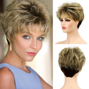 Baruisi Short Pixie Wigs for Women Mixed Blonde Synthetic Layered Cosplay Hair Wig