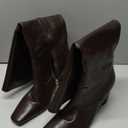 Lovee Cosee Chocolate Brown Leather Knee High Boots for Women 2025 Heeled Boots for Women Chunky Block Heel Square Toe Fall Tall Work Commute Business Meetings Street Style Fashion Trendy Size 8.5