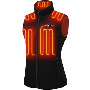 Venustas Women's Fleece Heated Vest with Battery, Lightweight Electric Heated Coat (Black) L