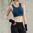 Sports Bras for Women-Padded Removable Support Bra Shockproof Running Yoga Fitness Bra Breathable Quick Drying Vest Style Wide Shoulder Straps for Anti Slip Comfort Black+Blue S (S)