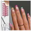 BTArtboxnails XCOATTIPS 5 Brighter Pastel French Tip Press on Nails - Short Coffin, Cat Eye Base, 4-Week Wear, Easy-to-Apply, Soak Off, Salon Quality Value at Home, 16 Size - 160 Fake Nails