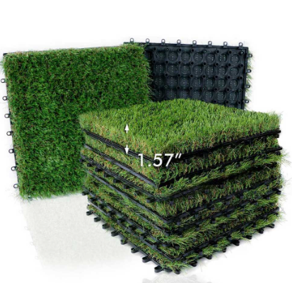 Lesmart Artificial Grass Tiles Interlocking Turf Set of 9