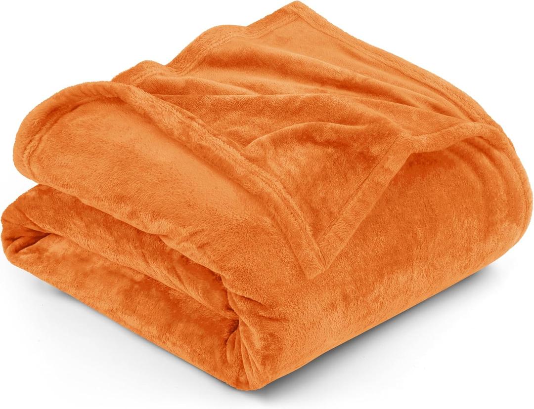 Utopia Bedding Fleece Blanket King Size Burnt Orange 300GSM Luxury Fuzzy Soft Anti-Static Microfiber Bed Blanket (90x102 Inch)