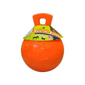 Jolly Pets Tug-n-Toss - Heavy Duty Chew Ball w/ Handle (Orange, 8")