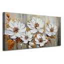 Acocifi Textured Floral Wall Art Canvas Art Wall Decor, Large Living Room Bedroom, Vintage White Floral Painting Picture Artwork for Dining Room Office Home Decor 40"x20"