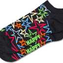 Happy Socks Unisex 3-pack Star Low Socks (Medium-Large, Black)