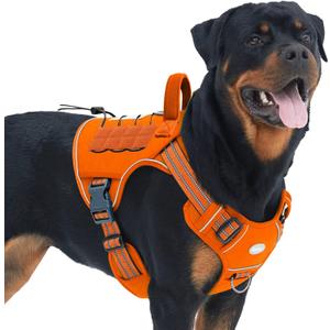 AUROTH Tactical Dog Harness for Large Dogs No Pull Adjustable Pet Harness Reflective K9 Working Training Easy Control Pet Vest Military Service Dog Harnesses Orange L (L(Neck:18-29",Chest:24-37"),45-80 lbs)