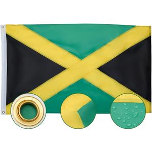 ROTERDON Jamaica Flag 3x5 Ft Outdoor - Heavy Duty Jamaican Flag, Stitches polyester Fade Resistant for Outdoor Indoor