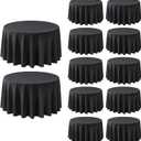12 Pack Round Tablecloth 120 Inch Cloth Black Tablecloth for Round Tables, Washable Polyester Table Cloth Stain and Wrinkle Resistant Decorative Table Cover for Wedding Party Dining Banquet