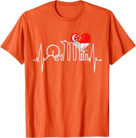Singapore Skyline Heartbeat Asian Singapura I Love Singapore T-Shirt, L