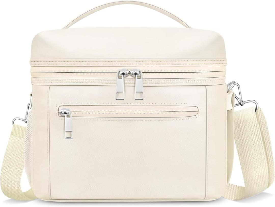 Insulated Lunch Bag for Women Men,Reusable Lunch Box Leak-Proof Cooler Tote Bag Water-Resistant LunchBags for Adults Work, Picnic, Travel(Cream,Beige)