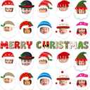 Glenmal 50 Pcs Christmas Santa Cutouts for Classroom Bulletin Board Decoration with Merry Christmas Letter Cut Outs and 100 Pcs Glue Points Xmas Cutout with Photo Space for DIY Photo Craft Party Decor