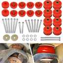 KF04060BK Body Mount Bushing Kit Compatible with Ford F250 F350 2008-2016 Super Duty 2WD 4WD Polyurethane Cab Mount Kit, Steel Sleeves, Hardware (Red)