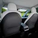 Weflye Car Seat Protectors Designed for Tesla Model Y/3 Accessories (Includes 2025 Model Y Juniper & Model 3 Highland), Wear Resistant Leather Kick Mats with More Space Pocket, Set of 2