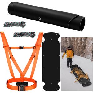 Thickened Heavy Duty Deer Drag Sleds with 2 Rope, Dual Deer Drag Harness Strap, Hunting Equipment Accessories for Hauling Elk Turkeys Game Animals(Orange, Black)