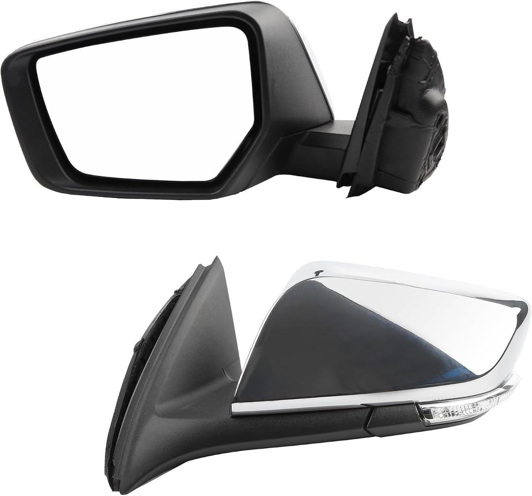 Dasbecan Left Driver Side Mirror Compatible with Chevy Impala 2014-2020 Manual Folding Power Glass Heated with Turn Signal Puddle Light Memory Replaces 22936937PFM Chrome 12Pins