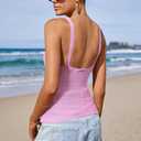 Arach&Cloz 2025 Women's Summer Boho Cami Tops V Neck Crochet Sleeveless Cute Tank Going Out Outfits Beach Vacation Clothes (Pink, S)