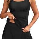 Tempt Me Women Tankini Swimsuits with Skirt - Black Two Piece Tummy Control Bathing Suit with Pockets Loose Fit 2025 Swimwear M