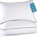 JOLLYVOGUE Pillows Queen Size Set of 2 for Sleeping, Soft and Supportive Bed Pillow with Down Alternative Filling for Side and Back Sleepers, Hotel Collection (01 - Classic Design)