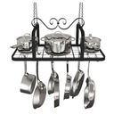 33” Black Pot Rack Hanging, Heavy Duty Metal Ceiling Pot Rack with 15 Hooks, Pot and Pan Hanging Rack Organizer for Kitchen Cookware Utensils