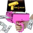 Gusil Money Gun Shooter Cash Cannon Bills Gun Make It Rain Toy Gun,Handheld Spary Cash Gun for Game Movies Party Supplies (Pink)