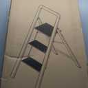 KINGRACK Aluminium 3 Step Ladder, Lightweight Step Stool with Non-Slip Pedals, Handrail, 330 LBS Foldable Step Ladder for Kitchen, Garage, Home, Space Saving, Sturdy and Portable, Silver