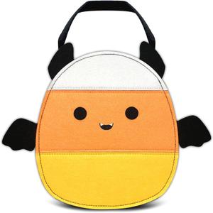 Ohjijinn Halloween Trick or Treat Pumpkin Basket, Cute Bat Candy Bucket Bag, Multipurpose Reusable Felt Bags Basket for Kids Party Favors Gifts Bags (Yellow)