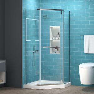 36"D × 36"W × 72" H Neo-Angle Corner Shower Door, Chrome Finish | Corner Shower Enclosure,Frameless Pivot Shower Door with 1/4" SGCC Tempered Glass, Magnetic Door, Shower Base Not Included