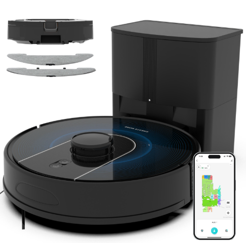 Bagotte Robot Vacuum and Mop Combo, 6000Pa Robotic Vacuum with Mapping, Self-Emptying Station for 90 Days Hands-Free, LiDAR Navigation, Wi-Fi/App/Alexa Voice Control, for Carpets & Hard Floors