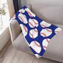 Baseball Navy Blue Cute Ball Throw Blanket Soft Bed Bedding Warm Cozy Plush Flannel Fleece Blankets Gifts for Kids Boys Teens, Sofa Couch Bedroom Home Decor, 50"x40"