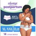 Always Discreet Postpartum, Reimagined Adult Diapers for Women, Maximum Absorbency Postpartum Underwear Size XL/XXL, Up to 100% Leak Free Bladder Leak Protection, 14 Count