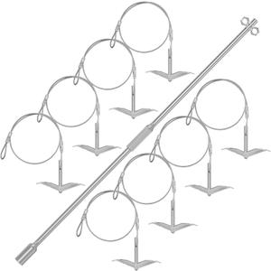 8 Pack Ground Anchors Shed Anchor Kit with Driving Rod, Earth Anchor Cable Stakes with 1/6" Galvanized Cable, Easy Hook Anchor for Shed, Greenhouse, Carports, Gazebo, Tent, Orchard. 8 Pack Ground Anchors Shed Anchor Kit with Driving Rod, Earth Anchor Cable Stakes with 1/6" Galvanized Cable, Easy Hook Anchor for Shed, Greenhouse, Carports, Gazebo, Tent, Orchard.
