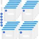 Sous Vide Bags Reusable 27Pcs, BPA Free Food Vacuum Sealer Bag, Food Storage Bag, Vacuum Zipper Bags for Sous Vide Cooking - 20Pcs Food Sealer Bag & 5 Air Valves & 2 Seal Clips (8.5X8.5 in) 1.4L