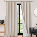 RYB HOME 3 in 1 Soundproof - Blackout - Insulation Linen Curtains, Noise Blocker Energy Saving Curtains for Bedroom Living Room Kids Nursery Studio Home Office, Taupe, W52 x L84 in, 2 Panels
