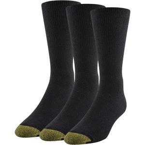 GOLDTOE Men's Non Binding Crew Socks, 3-pairs, L
