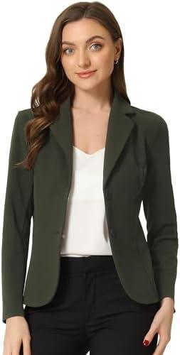 Allegra K Women's Work Office Blazer Stretch Lapel Collar Long Sleeve Jacket Suit Blazer,XL