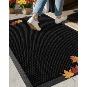 Color&Geometry High Stretch Elastic Silk Doormat, Large Front Door Mat Outside Entrance, Outdoor Door Mat for Patio,Quick-Dry & Heavy-Duty, Non-Slip Rubber Large Doormat, 24"x36" Black