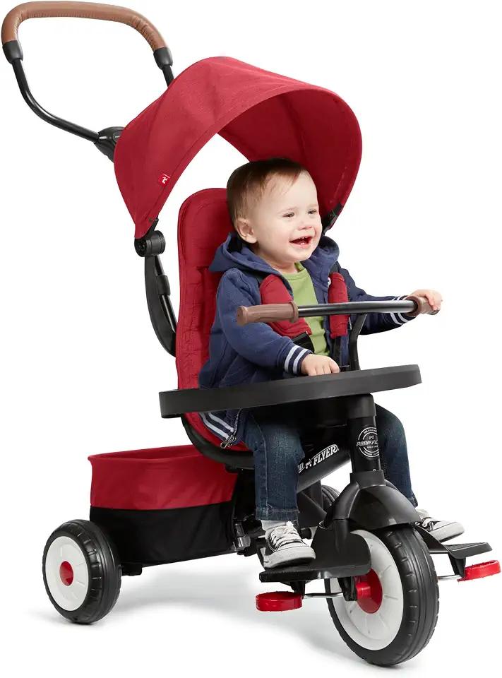 Radio Flyer City 4-in-1 Stroll 'N Trike, for Riders 1-5 Years Old, Red