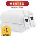 Sunbeam Electric Restful Quilted Heated Mattress Pad Queen 80" x 60" 12 Heat Settings 12-Hour Auto Shut-Off Extra-Cozy Fabric Deep Pocket Fit Machine Washable