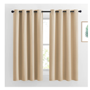 Bedroom Curtains Room Darkening Draperies - Biscotti Beige Room Darkening Drapes/Panels for Bedroom, Grommet Top 2-Pack, 52 x 63 inches Long, Thermal Insulated, Privacy Assured