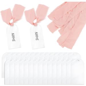 30Pcs Clear Acrylic Place Cards Blanks Gift Tags with Ribbon Wedding Reserved Signs for Table Setting Numbers Guest Names Party Accessories Supplies