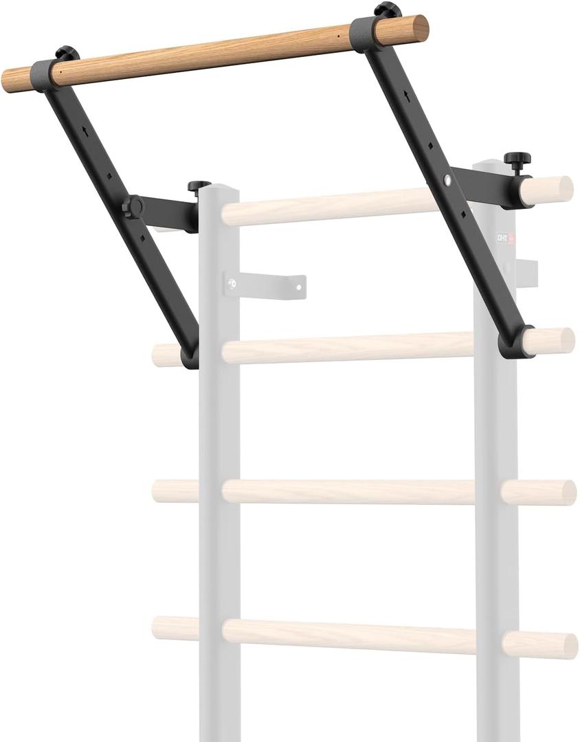 DHT Wood Stall Bar, Swedish Ladder Suspension Trainer with 9 Strategic Rods, for Home, Gym, School and Clinics, Black
