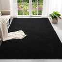 4x6 Feet Black Area Rugs for Bedroom, Indoor Washable Memory Foam Rug for Living Room, Modern Aesthetic Minimalist Non-Slip Carpets for Kids Boys Girls Adults Dorm Home Decor