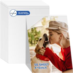 50 Sheets Self Seal Laminating Pouches 4x6 Self Adhesive Laminating Sheet No Heat No Laminating Machine Needed for Photos Index Cards4x6inch