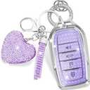 Key Fob Cover for Toyota Land Cruiser Venza RAV4 4Runner Corolla Cross Grand Highlander Tundra Crown Tacoma Camry (Silver-purple)